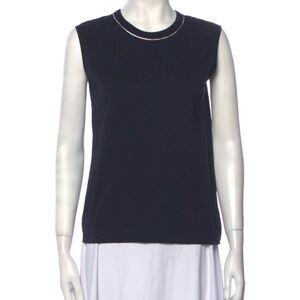 Blue and White Fitted Sleeveless Muscle Tee